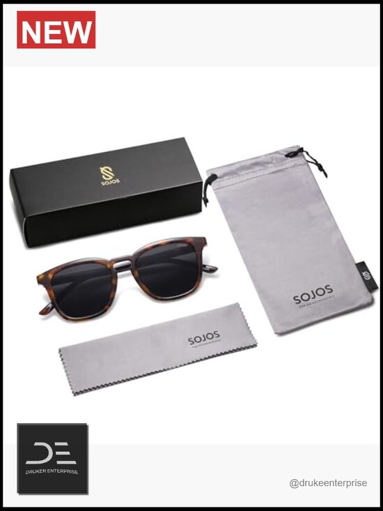 Polarized Sunglasses Vintage Square UV400 Protection Classic Large Wrap Around
